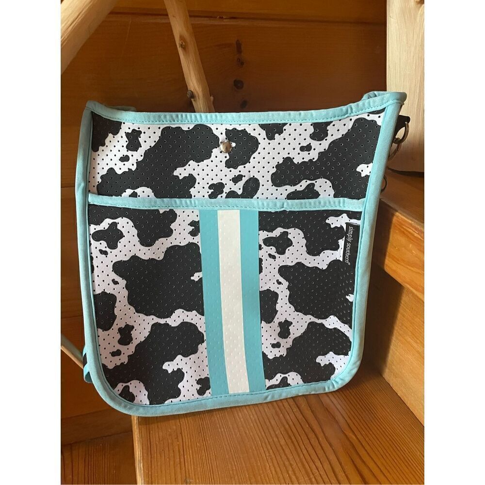Simply Southern Black And White Cow Pattern Neoprene Bag